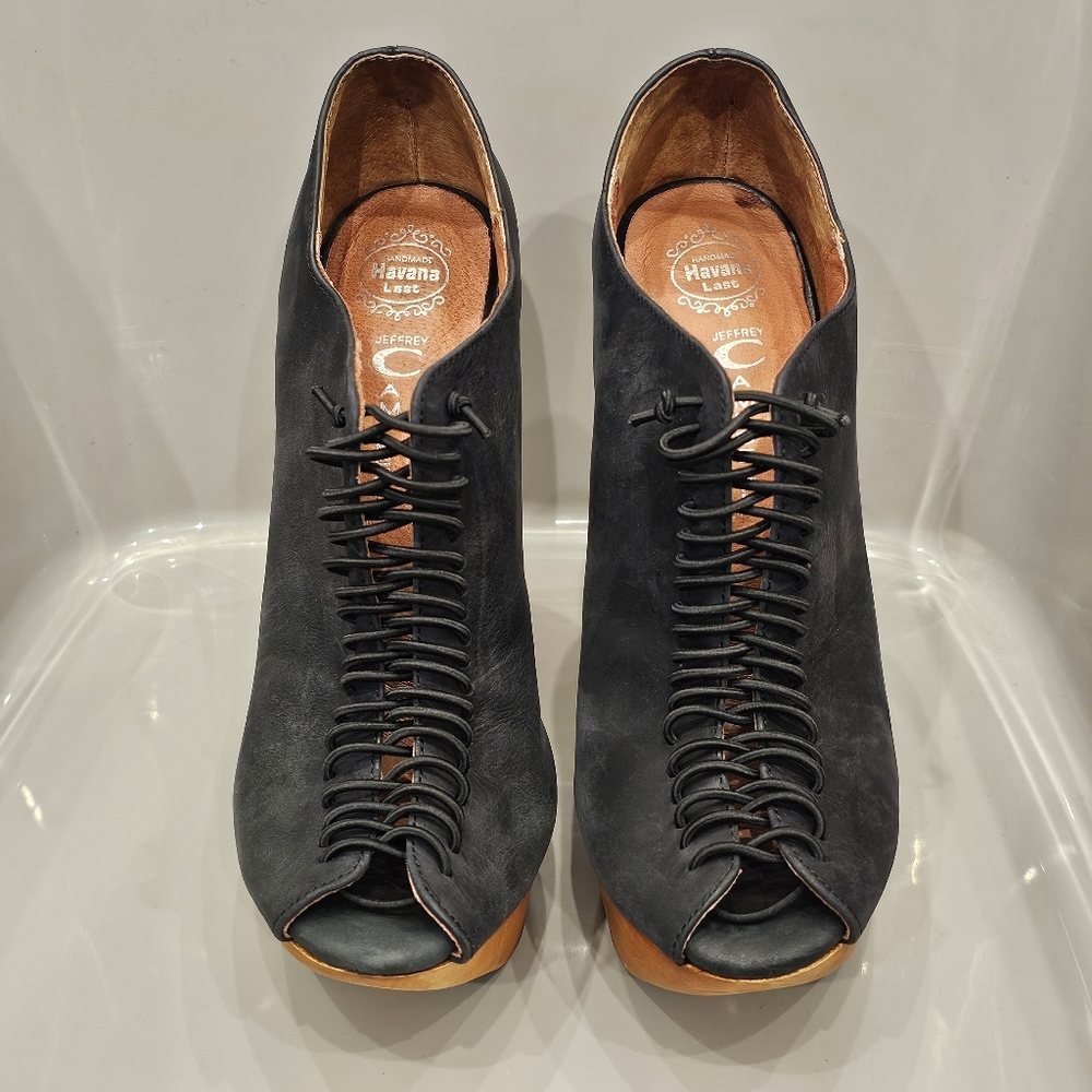 Jeffrey Campbell Leather Lace Up Platform Wedges - Picture 2 of 16